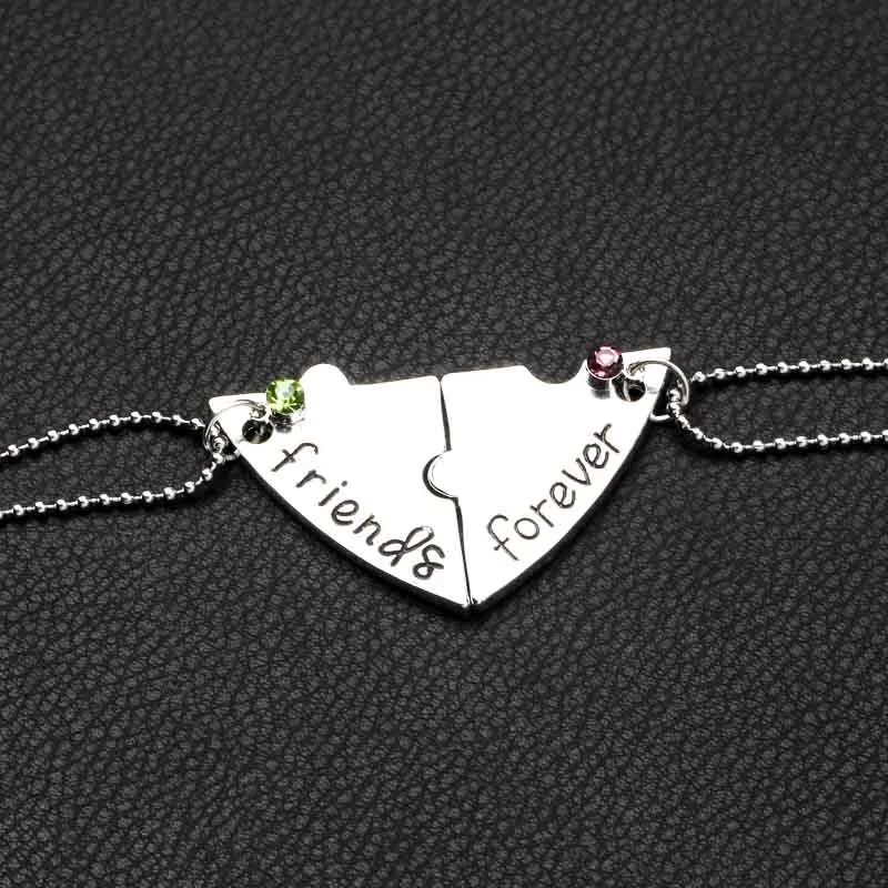 best friends forever and ever BFF Necklaces 4 pcs beads chain crystal jigsaw puzzle necklace friendship jewelry for bestfriend