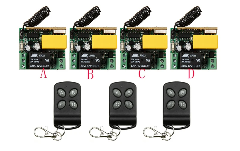 

AC220V 1CH Беспроводная система дистанционного управления teleswitch 3 передатчик и 4 приемника универсальный пульт дистанционного управления ворота/радиоприемник