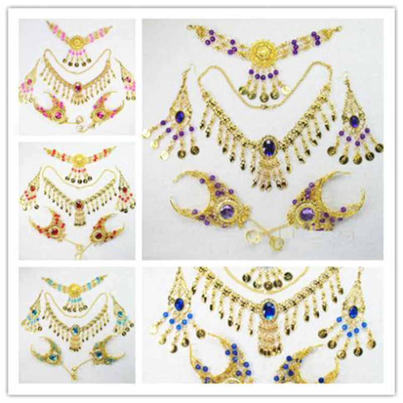 2016 Cheap Indian belly dancing accessories for women dance wear Belly dance necklace jewelry set