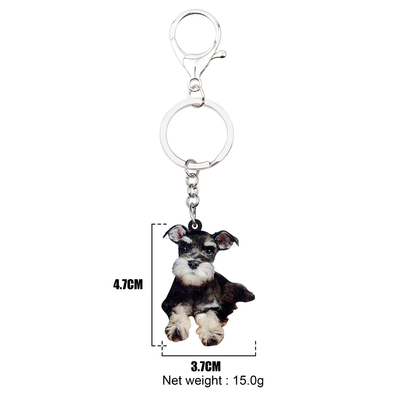 WEVENI Acrylic Cute Schnauzer Dog Key Chains Keychains Rings Animal Jewelry For Women Girls Bag Wallet Pendant Charms Wholesale