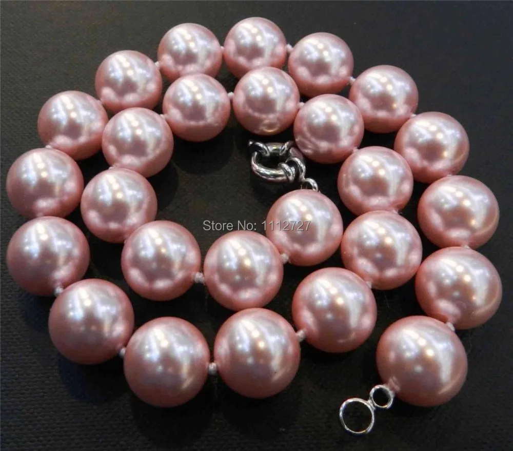 DIY 10 12mm Pink South Sea Shell Pearl Necklace 18\