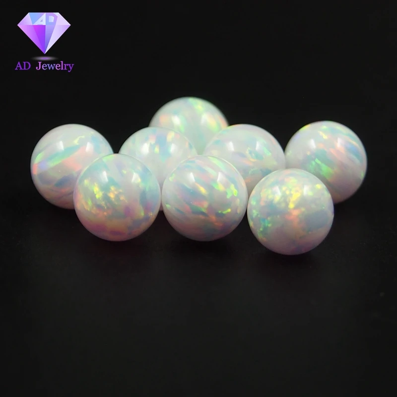 Lab Created Opal beads OP17 White Hot Sale Full Drilled Round Ball Opal Beads Opal Stone Price