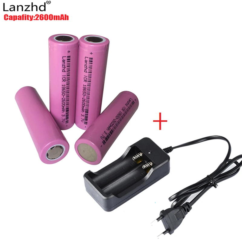 18650 charger for 18650 And charger accumulator 18650 Rechareable batteries 2600mah Li-Ion battery together with charger 3.7v