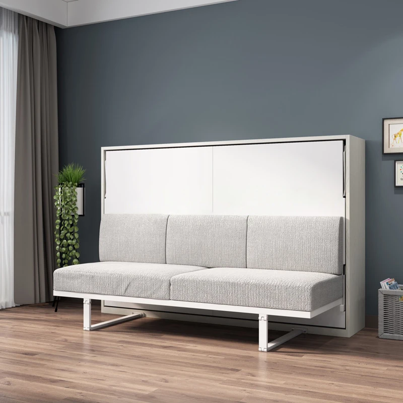 MANBAS elektryczna Sofa łóżko w ścianie, Sofa materiałowa składane łóżko ścienne, dom sypialnia Queen Camas prostokąt oświetlony 2 osobnes i materac