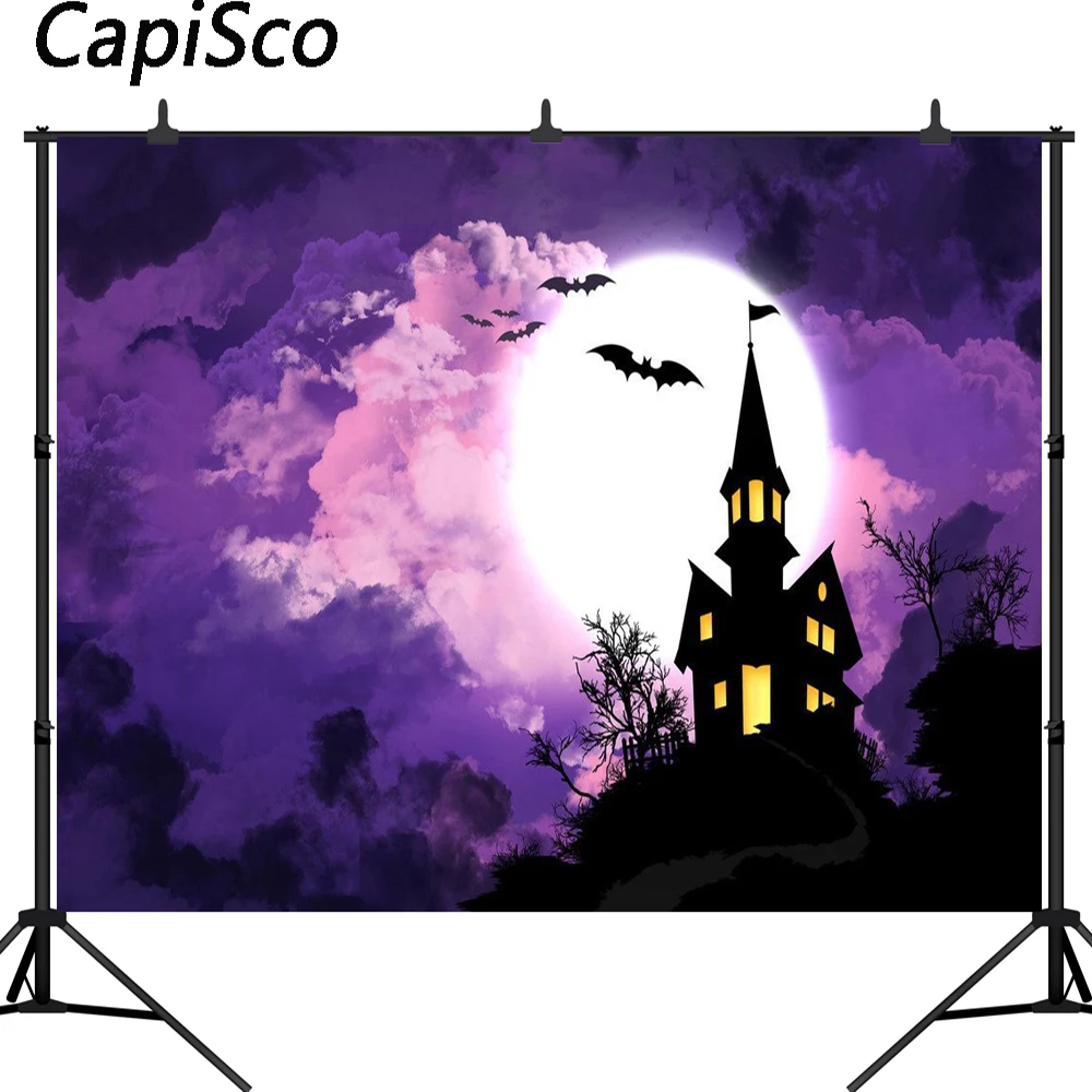 

Capisco Photography Backdrops Castle Bat Halloween Magic Children Party Photocall Baby Backgrounds for Photo Studio