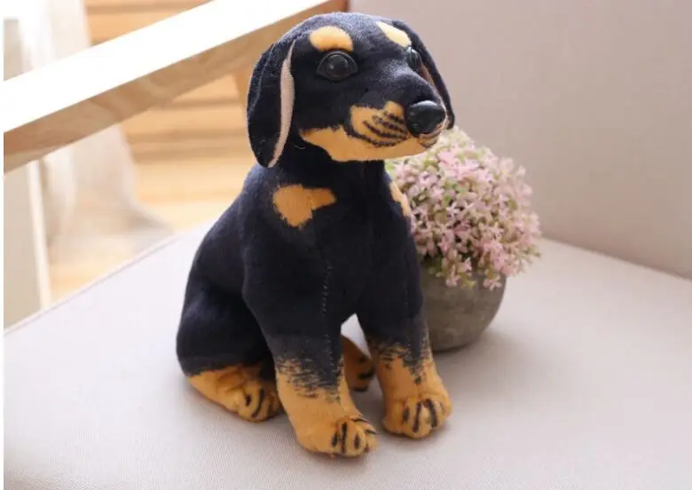 middle plush simulaiton Rottweiler dog toy sitting black dog doll gift about 32cm