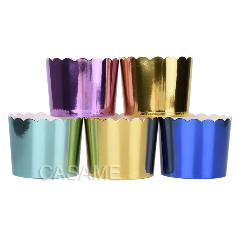50pcs Gorgeous big foil Cupcake paper Holders wedding decorations Wrapper Wraps cake box Muffin Paper Holders