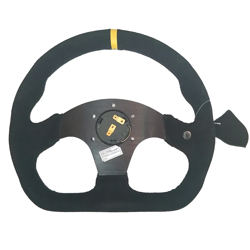 13'' Racing Steering Wheel Suede Leather black line Sport Steering Wheel Universal Flat D shape Game Steering Wheel