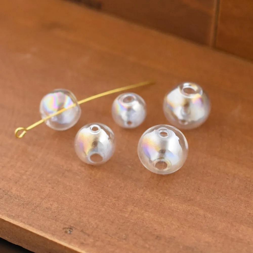 10pieces Double Hole Colorful 10mm 12mm 14mm Glass Ball Glass Globe Pendant Jewelry Findings DIY Handmade Beads Materials