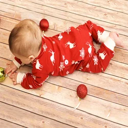 Cute Christmas Newborn Clothes Baby Girl Rompers Pajamas 100% Cotton Premature Jumpsuits One-Piece Clothing Snowflakes Reindeer