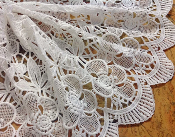 

5 yards/lot width 27cm 10.62" white scalloped milk silk embroidery lace trim ribbon fabric for dress/skirt SL4K539