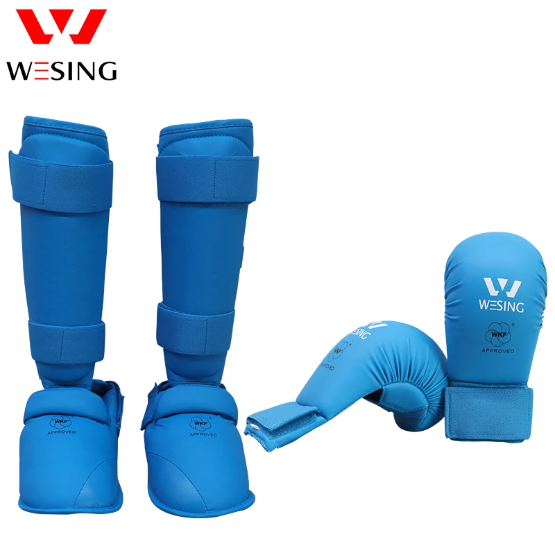 Wesing WKF Approved Karate Shin and Instep Guards Shin Pad and Karate Gloves Karate Equipment Protector Set Competition