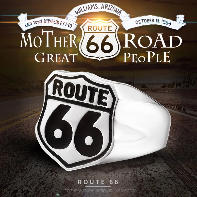 Beier New Store 316L Stainless Steel Ring High Quality USA Biker Road ROUTE 66 Ring For Men Motor Biker Men\'s Jewelry LLBR8-126R