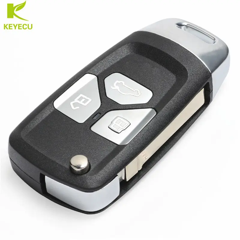 KEYECU ulepszony zdalny klucz składany Fob 433MHz z chipem ID48 dla Audi A1 TT R8 Q3 2009-2014 P/N: 8X0 837 220 D