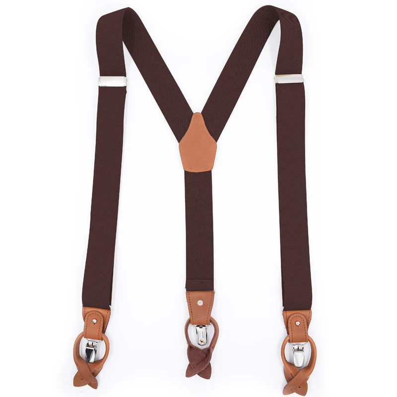 Genuine Leather Suspenders Fashion Braces Man's Suspenders Buttons Suspensorio Trousers Strap Father/Husband's Gift 3.5*120cm