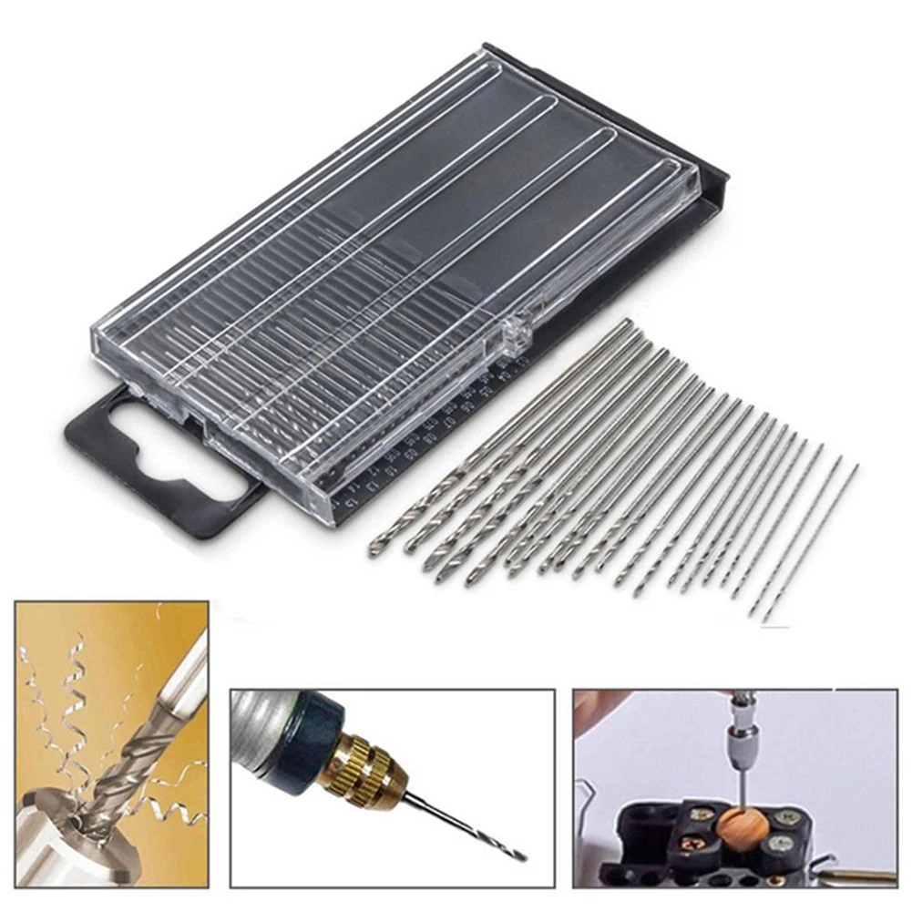 20pcs 0.3mm-1.6mm Micro Mini High Speed Steel HSS-4241 Twist Drill Bit Set Kit Woodworking Power Tool Craft Repair Parts w/ Case