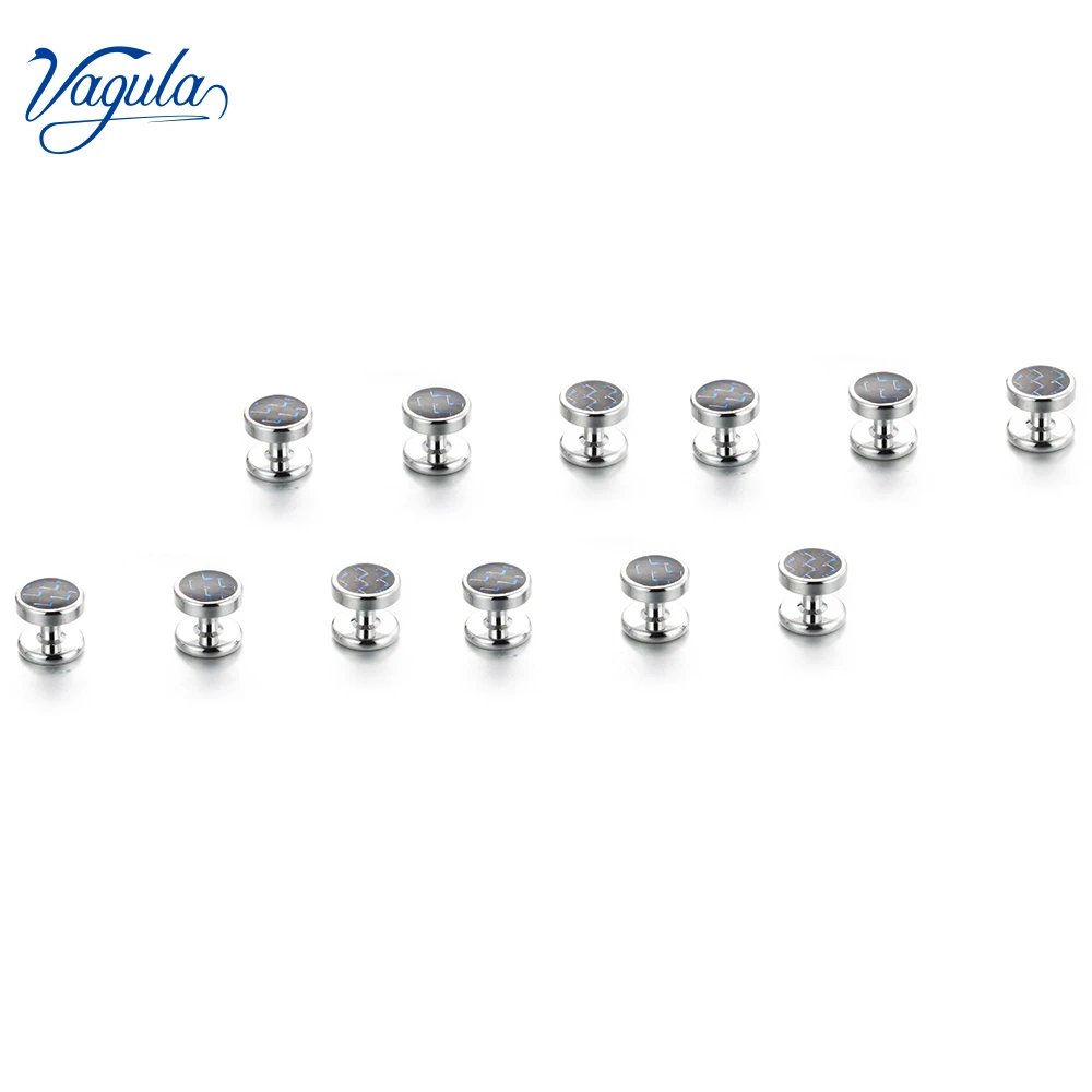 

VAGULA 12pcs Tuxedo Collar Stud Sleeve Button Uniform Shirt Studs Top Luxury Brand Bonito spinki Gemelos Cufflink 2821