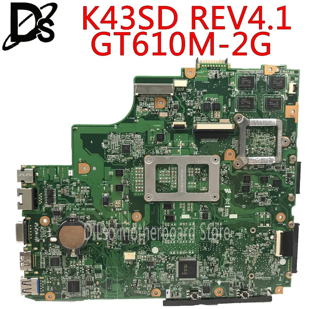 KEFU K43SD Laptop Motherboard For ASUS K43SD A43S K43E Motherboard REV:4.1 GT610M 2GB DDR3 Laptop Motherboard