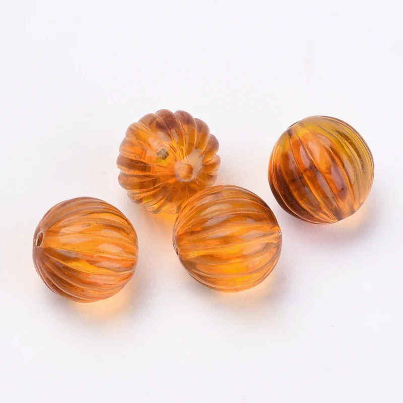 PandaHall-Acrílico Redondo e Quadrado Beads para Fazer Jóias DIY, DarkOrange, Acessórios Artesanais, 20PCs