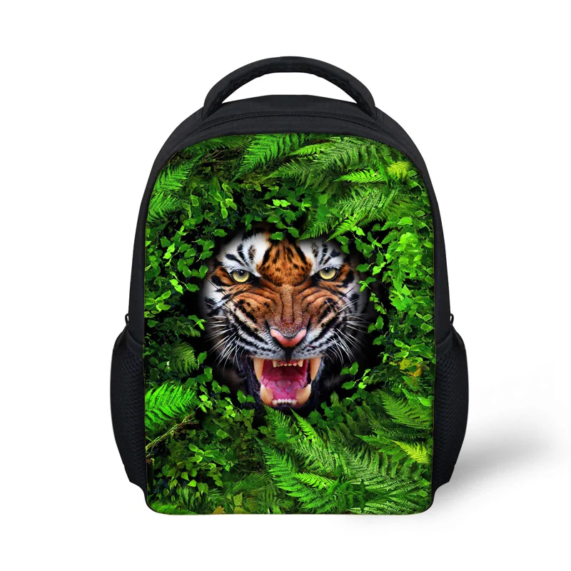 ELVISWORDS-Mochila Escolar con estampado de dinosaurio verde 3D para niños, morral Escolar para guardería, Mochila Escolar para niños y niñas