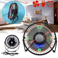 New Hot Selling USB LED Clock Mini Fan With Real Time Temperature Display Desktop 360 Cooling Fans Low Noise For Home Office