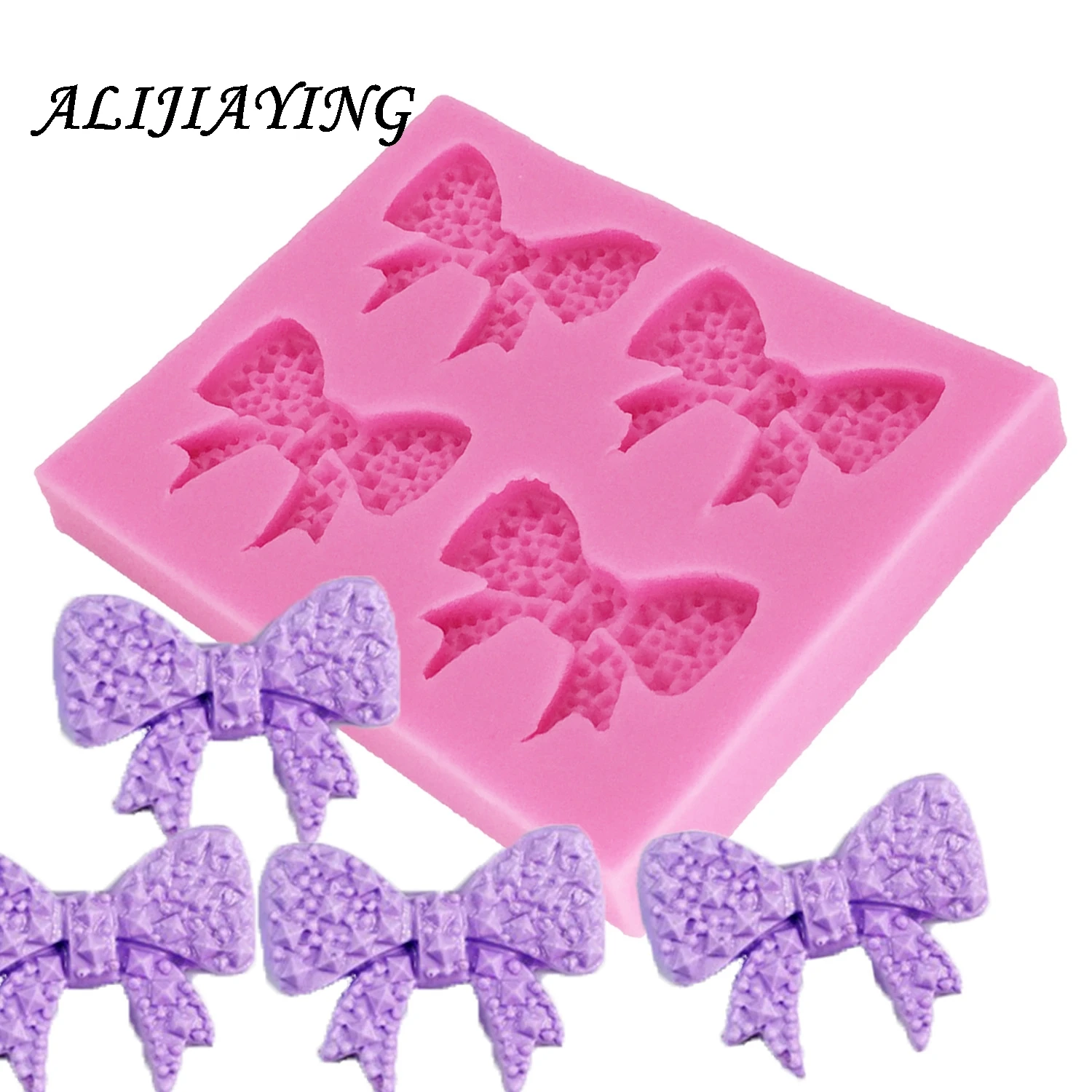 1Pcs Gemstone shape bow Silicone Mold,Sugarcraft Cake Decorating Tools,Fondant Chocolate Molds Cake Border Mould D0350