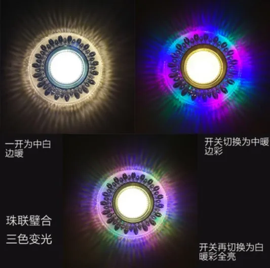 COB LED Downlight Colorful Panel Light RGB 4W 110V 220V 230V Recessed Fixture For Halogen Lamp Decoration Spot lights