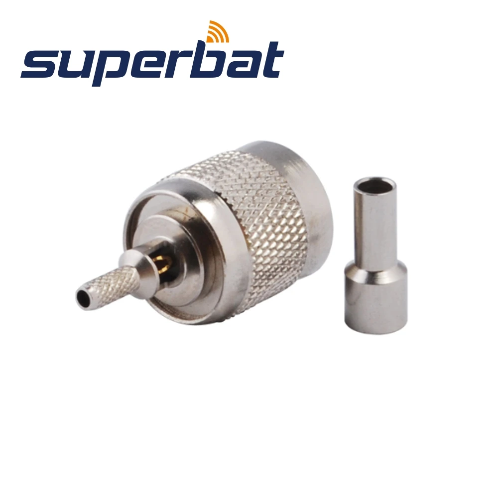 Superbat 10pcs RP-TNC Crimp Male(Female Pin) RF Coaxial Connector for Cable RG316 RG174 LMR100