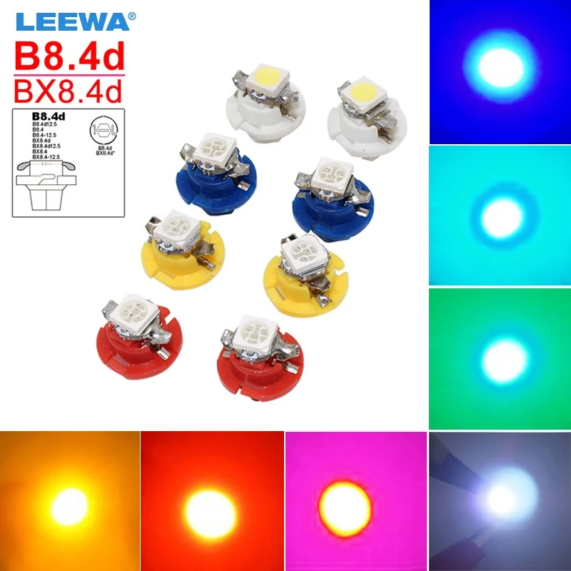 

LEEWA 200X Car B8.4d/BX8.4d 5050 SMD Gauge Dashboard LED Light Interior Lamp DC 12V White/Blue/Red/Green/Pink/Ice blue #CA4236