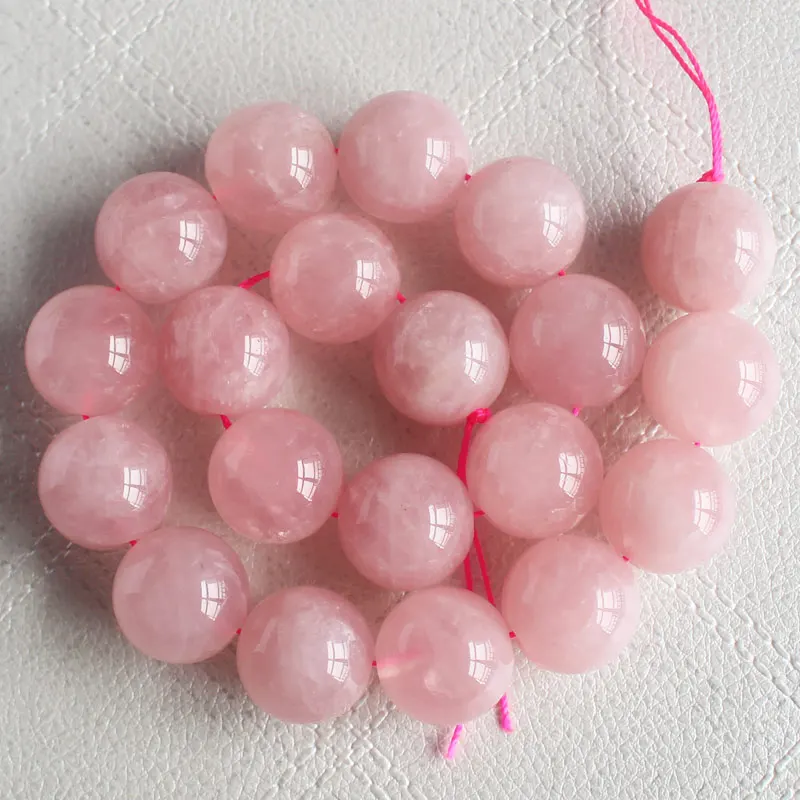 Good Qulity ! 18mm Natural Rose Quart Round Loose Beads 15