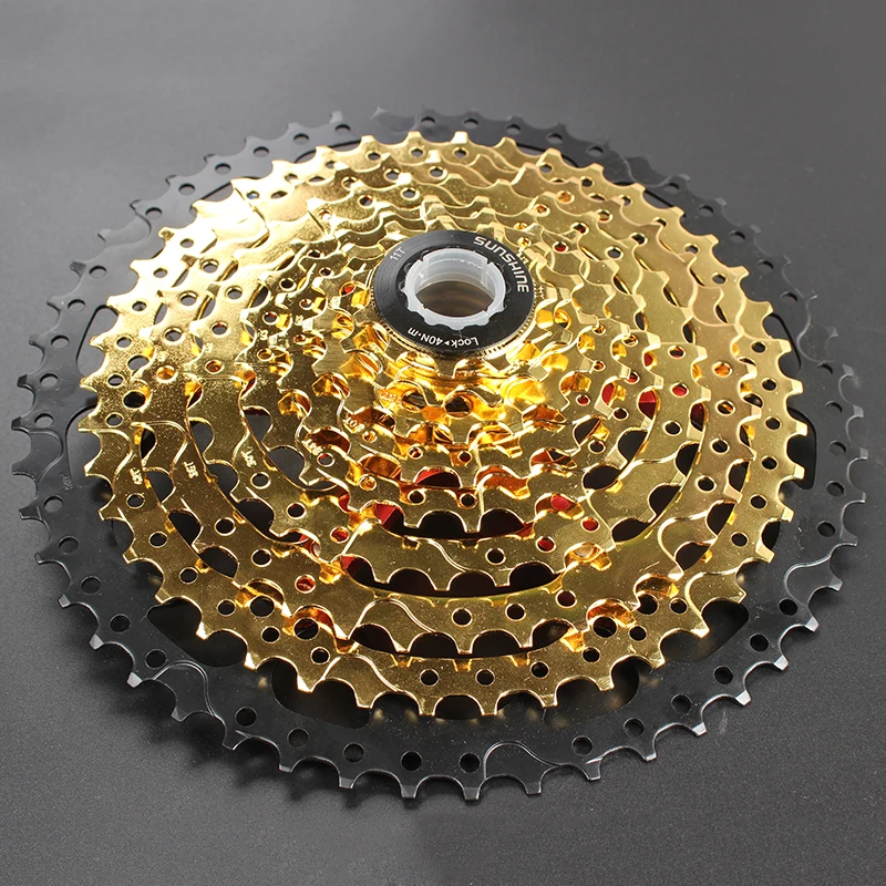 SUNSHINE 9 s 11- 50T Gold Cassette 9 Speed Wide Ratio Golden Durable Freewheel for MTB Mountain Bike Bicycle