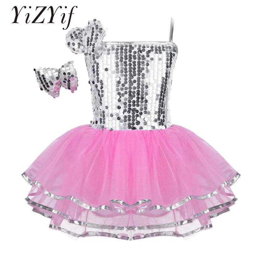 

Платье YiZYiF для латиноамериканской джазовой девушки, танцевальный костюм, наряд, Сетчатое платье с блестящими блестками и заколкой для волос, современная танцевальная одежда