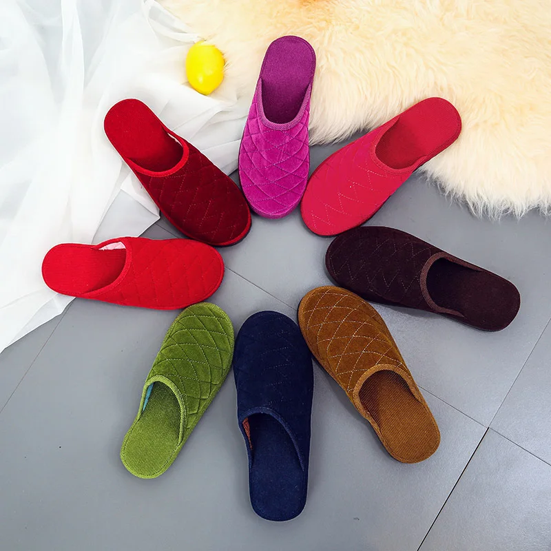 2023 winter new mens foam bottom cotton towed pure color lattices household warm bottomed slippers