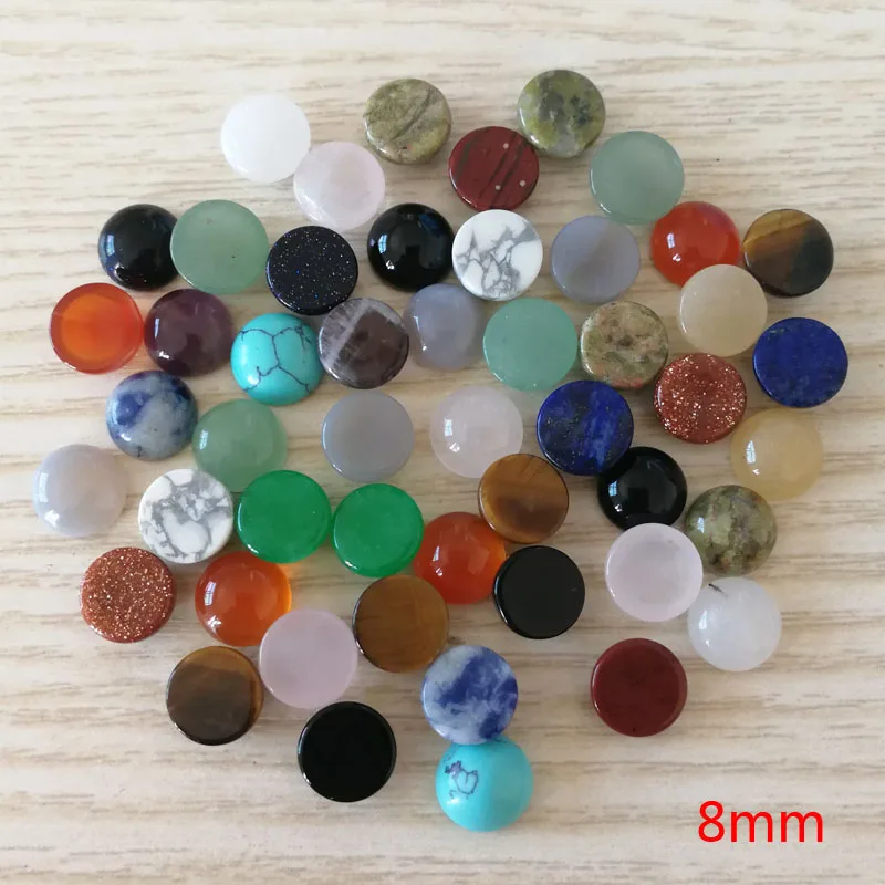 

Wholesale mixed natural round stone beads charm 8mm CAB CABOCHON for jewelry Accessories 50pcs/lot 4 6 10 12 20mm free shipping