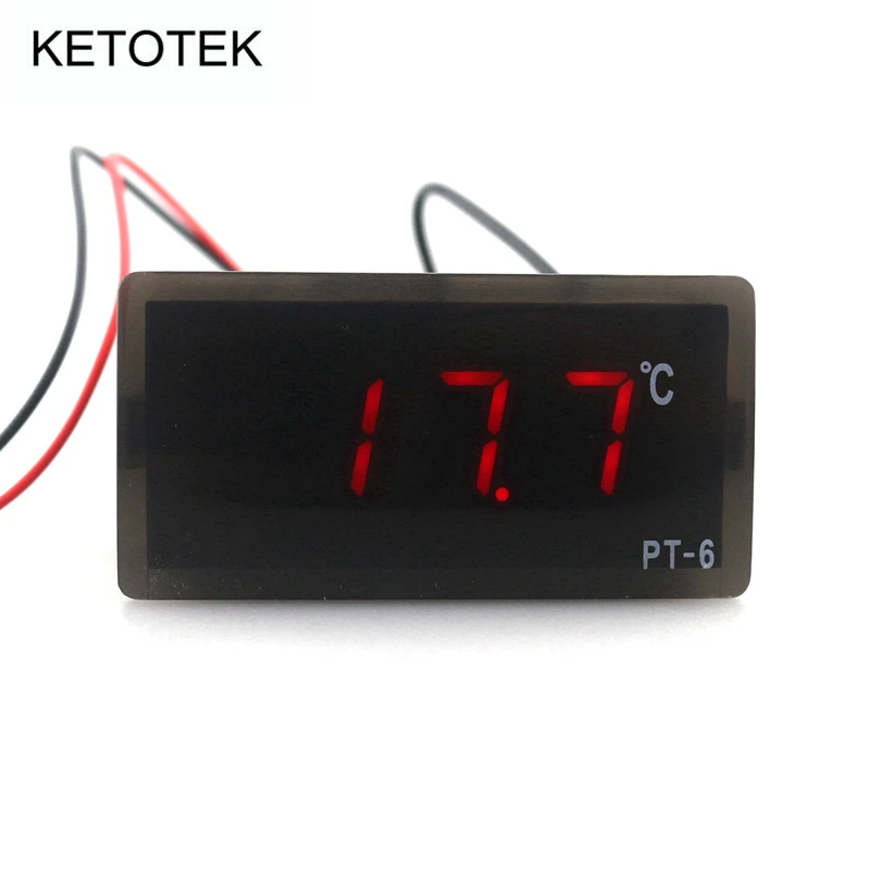 PT-6 Digital Temperature Meter -40~110C 12V AC/DC Thermometer with 2m NTC Sensor