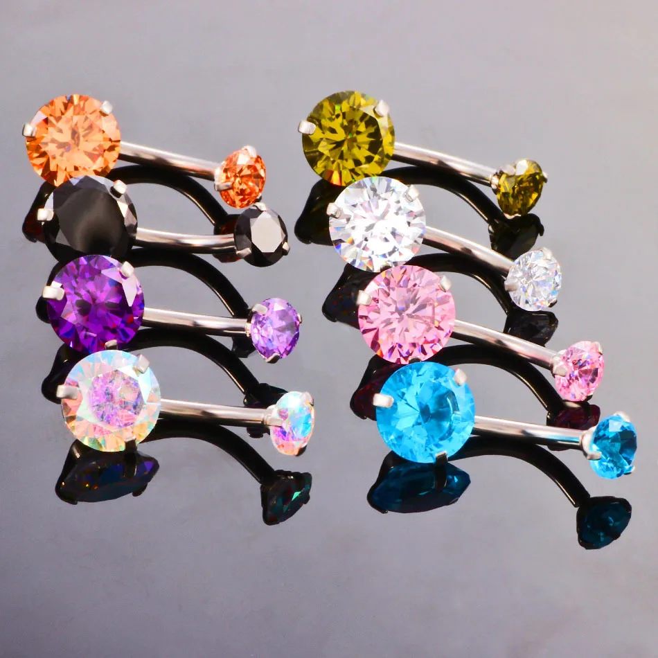Fashion Hot Sexy Double Zircon Anti Allergy Simple Lounger Titanium Earrings Ear Nail Belly Button Rings Navel Piercing пирсинг