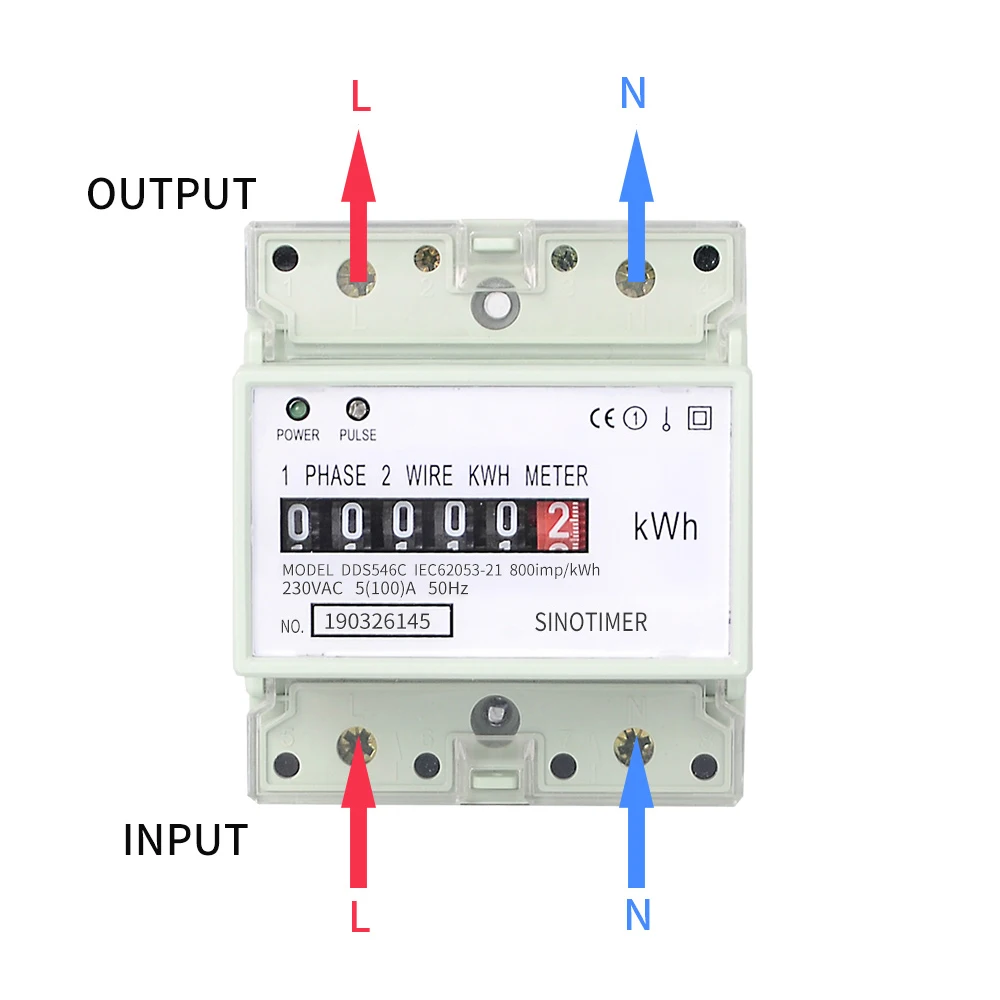 Factory Price 5(100)A 230VAC 50/60Hz Single Phase Energy Counter Meter Analog Electric Wattmeter Household Electric Din Rail