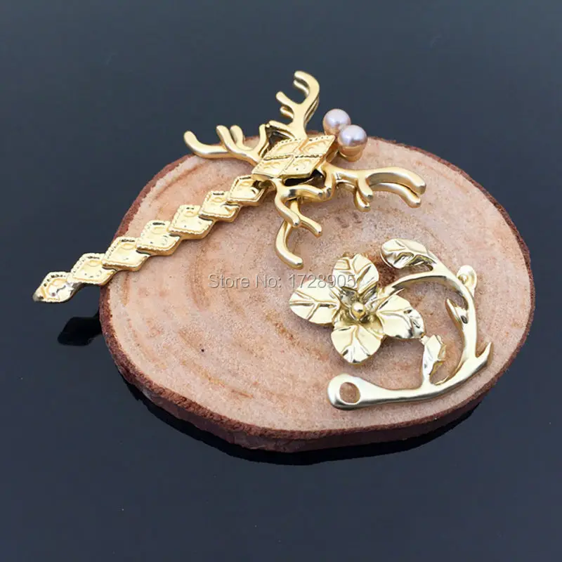 Dragonfly Flower Scolopendra Chilopod Embellissement metal 10pcs Matte Gold color for Handmade Animal Pearl Button