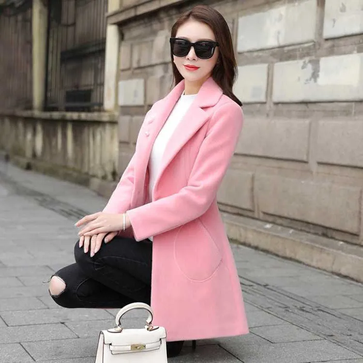 Slim and versatile long section Korean version 2019 new woolen coat autumn and winter women\'s Harajuku wind woolen coat