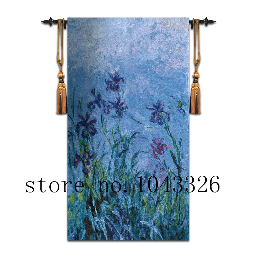 famous jacauard fabric 75cm*140cm Art tapestry porch background wall decoration Van Gogh Iris flower wall hanging tapestry