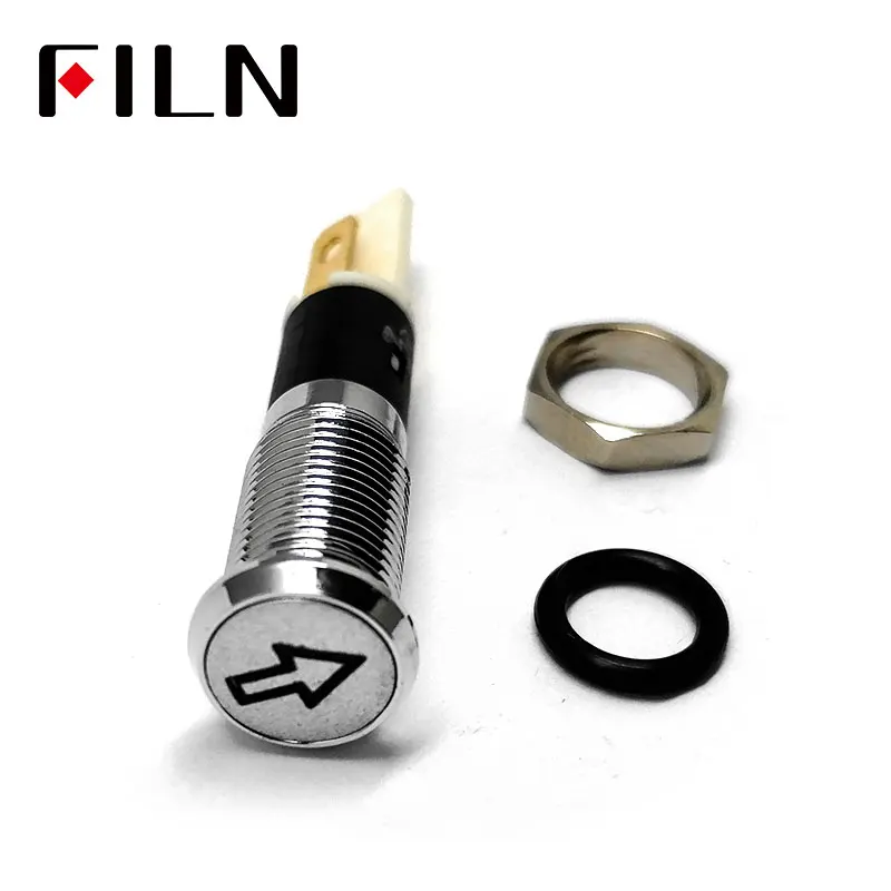 FILN 8mm C11 Car dashboard  silver shell Turn signal marking 12v led indicator light with Solder foot