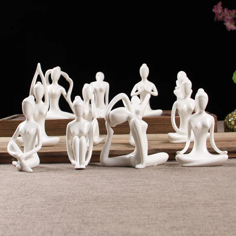 ERMAKOVA 12 Stile abstrakte Kunst Keramik Yoga Posen Figur Porzellan Dame Figur Statue Home Yoga Studio Dekor Ornament – Detail 8