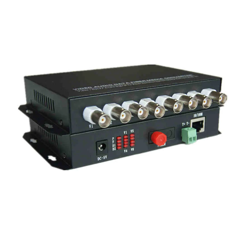 Multifunction Fiber optic media converters 8CH Video and 10/100M Ethernet RJ45 and RS485 Data - FC Singlemode 20Km for CCTV