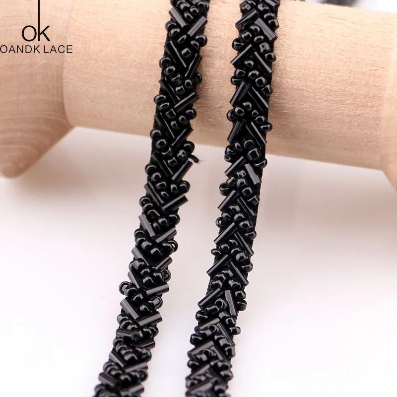 1yard/lot Beaded Lace Trim Tape Fabric Ribbon DIY Collar Sewing Garment Headdress materials Leaf Lace.
