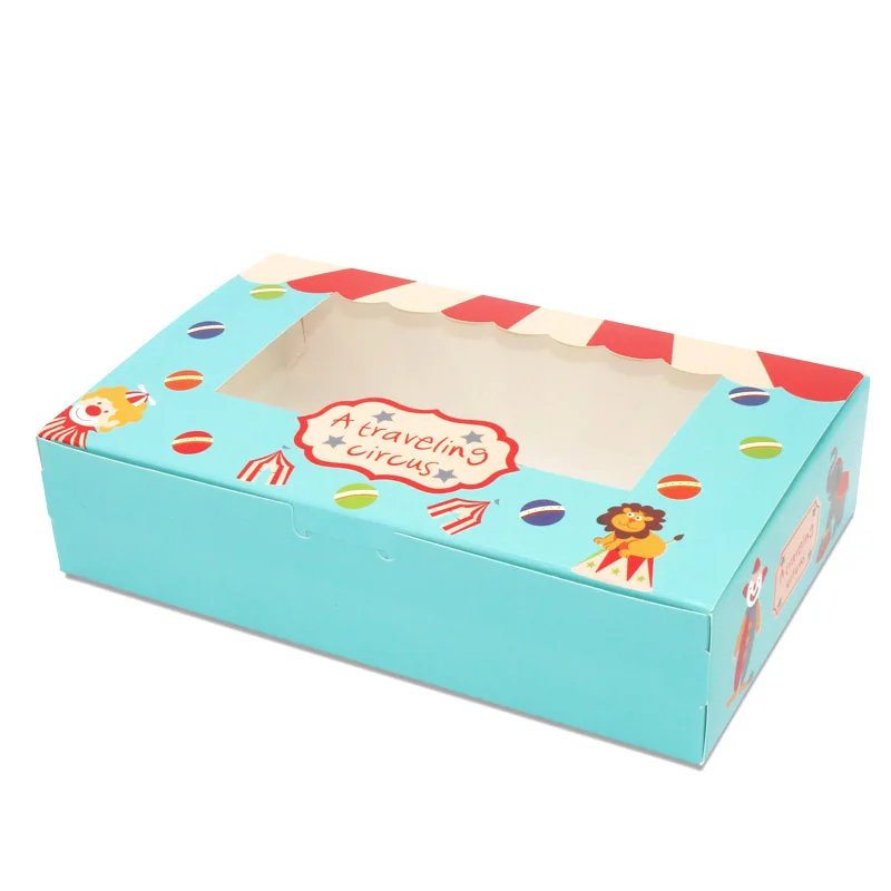 500 pcs Paper box windows wedding party kids birthday 21.5x13.5x5cm cake kraft gift paper packaging food baking candy cookies