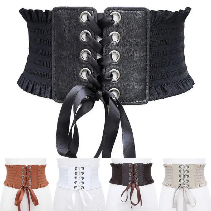 2018 moda donna fasciatura elasticizzata corsetto largo Cummerbunds Cincher cintura abito Cummerbunds