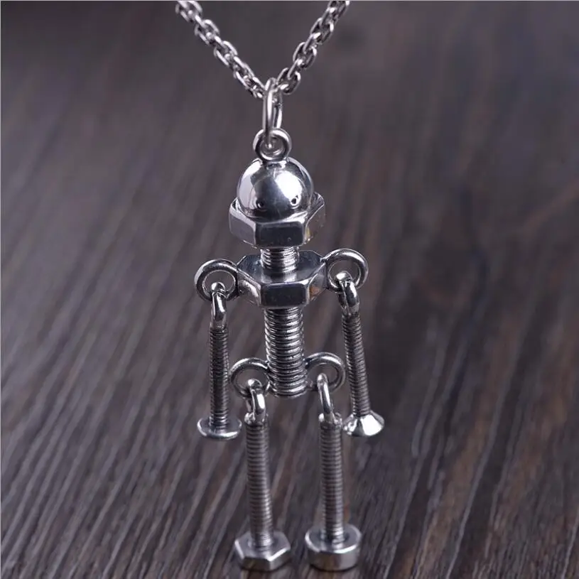 

100% 925 Silver Skeleton Pendant Necklace Real Silver PUNK Pendant Necklace Man Necklace Pendant