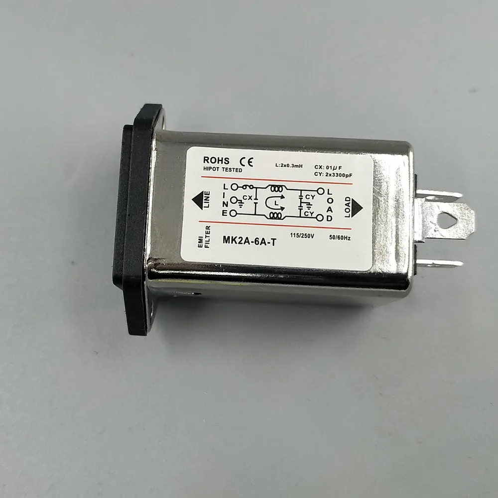 IEC inlet module AC power socket with fuse EMI filter 6A 115V/250V 50HZ/60HZ