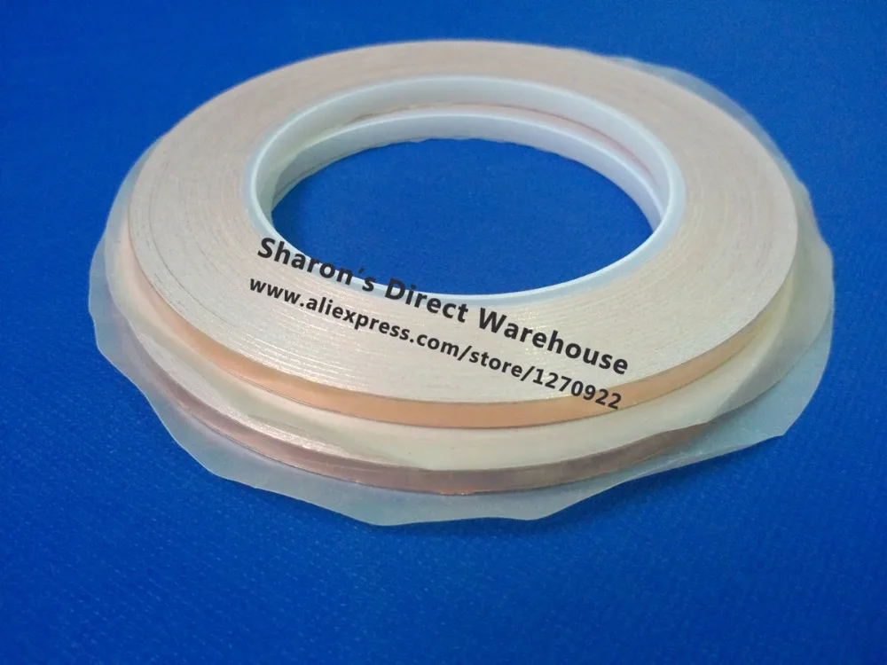 2 Roll 7mm*30M Adhesive Copper Foil Tape, One Side Sticky Conductive Copper Foil Strip for EMI Shielding, Stained Glass Work