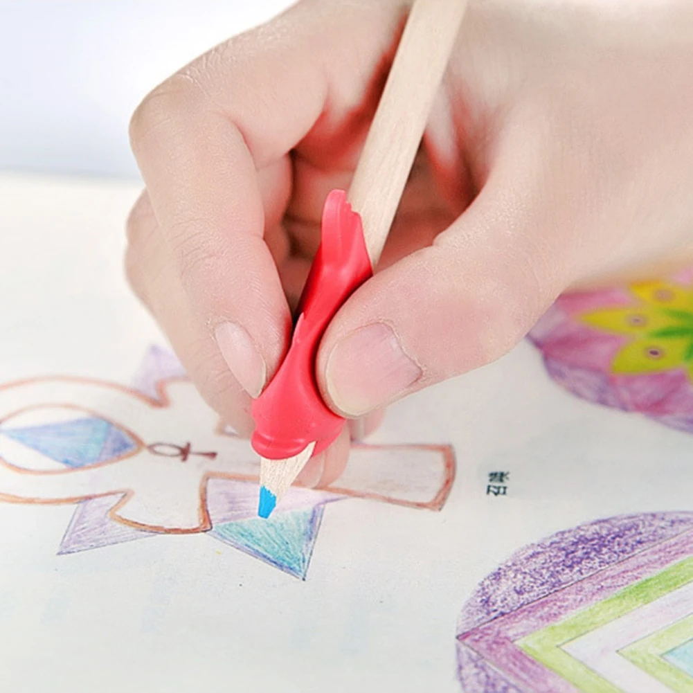 10Pcs Lembut Silicone Bahan Dolphin Pena Tahan Menulis Postur Koreksi Perangkat Anak Siswa Alat Tulis Belajar Alat Tulis